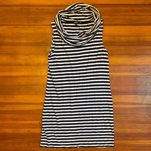 Express Black & White Cowlneck Striped Dress